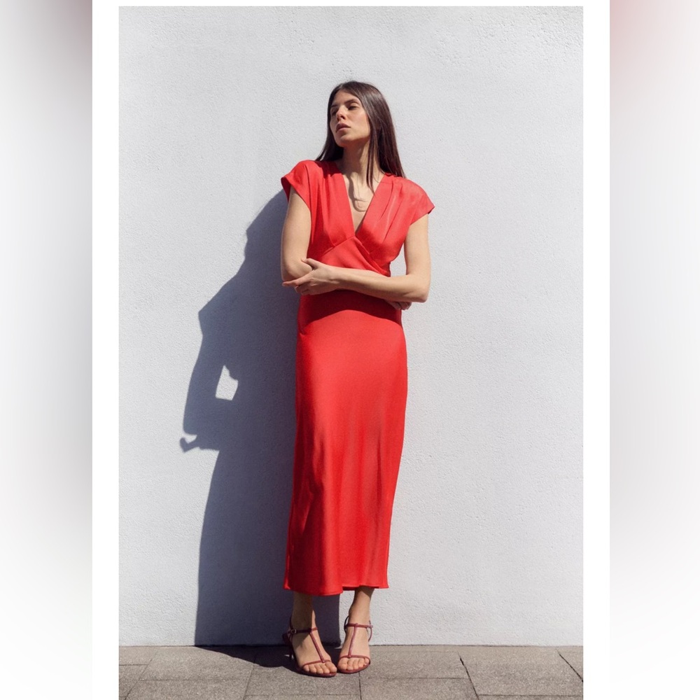Zara Satin Red Dress NWT